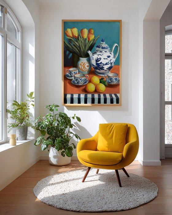 E. García - BODEGÓN CON 3 LIMONES XL (NO RESERVE), Antiek en Kunst, Kunst | Schilderijen | Modern