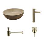 Sani Royal Natuurstenen Waskomset Beige Marmer, Nieuw