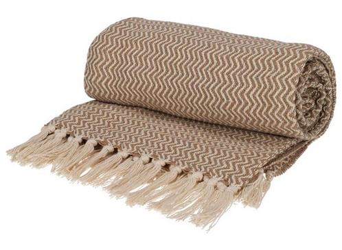 JENS Living Plaid Visgraat - Gerecycled katoen - 130 x 180, Huis en Inrichting, Woonaccessoires | Plaids en Woondekens, Nieuw