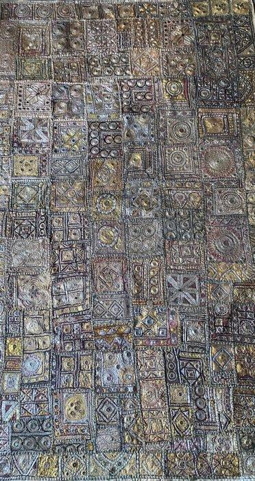 Groot Banjara borduurwerk patchwork wandtapijt - zilver- en, Antiek en Kunst, Kunst | Niet-Westerse kunst