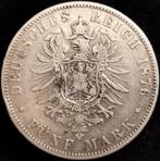 Duitsland, keizerrijk 5 Mark 1876 J - Hamburg, Helmeted arms, Postzegels en Munten, Munten | Europa | Niet-Euromunten