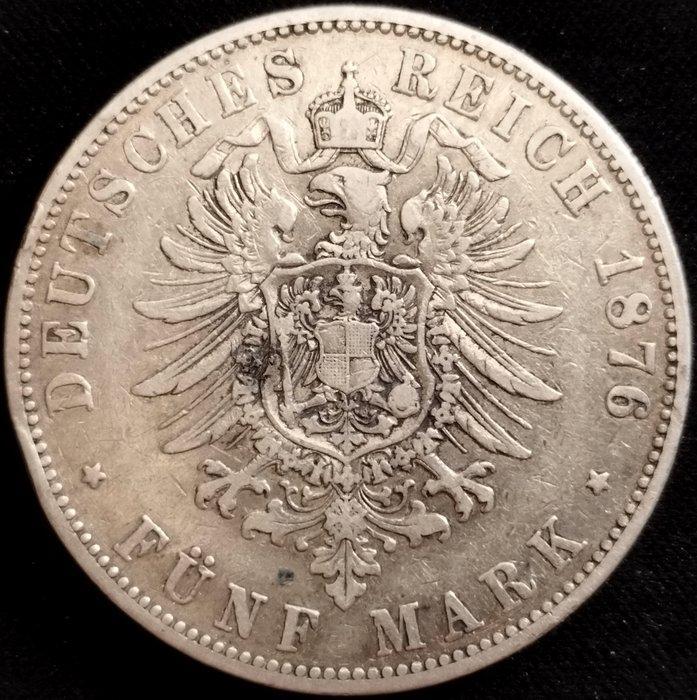 Duitsland, keizerrijk 5 Mark 1876 J - Hamburg, Helmeted arms, Postzegels en Munten, Munten | Europa | Niet-Euromunten