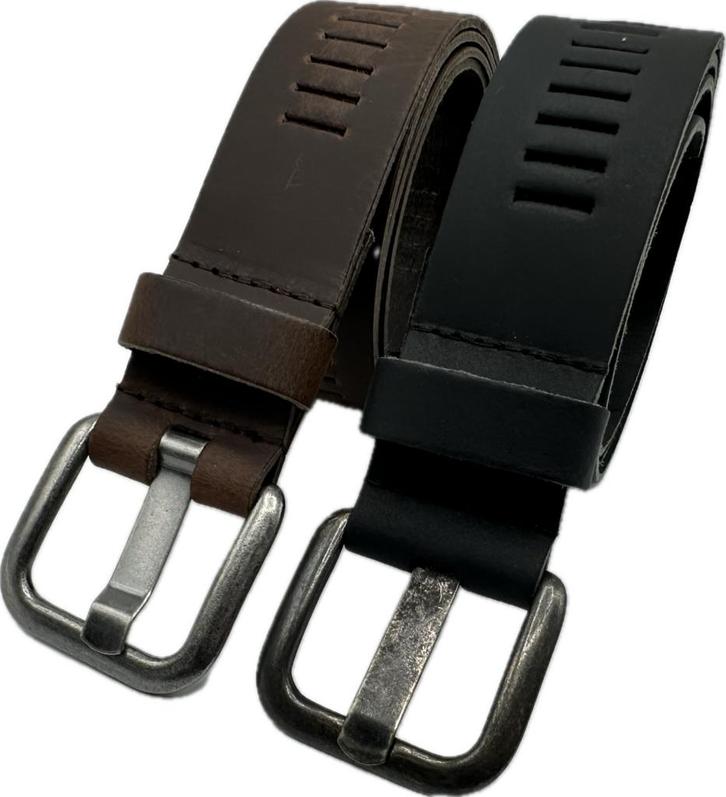 ARIESZZZ Riem Unisex Leder - Zwart Bruin - 2 pack, Kleding | Dames, Riemen en Ceinturen