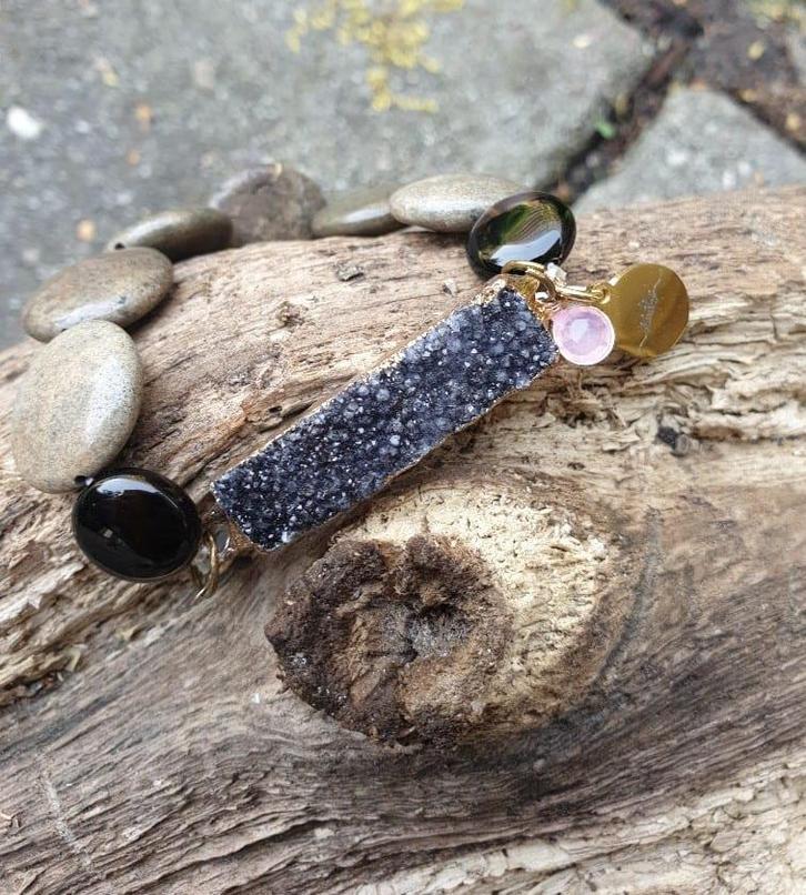 Appel Jaspis en Zwarte kristaal, Sieraden, Tassen en Uiterlijk, Armbanden