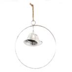 Metalen ring met 2 bellen oud zilver 38*12 cm silver washed, Ophalen of Verzenden, Nieuw
