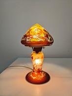 Galle Style Mushroom Table Lamp: Floral Dragonfly Design -