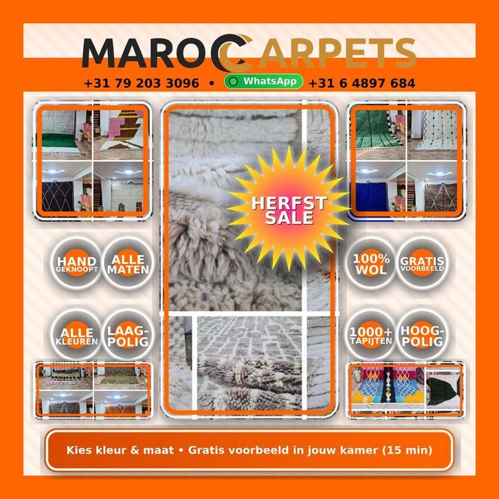 Marokkaanse Tapijten – Vintage - Nieuw op Maat | MarocCarpet, Huis en Inrichting, Stoffering | Tapijten en Kleden, 200 cm of meer