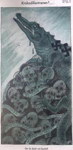 Spotprent met krokodillentranen om de dood van Gustloff, Antiek en Kunst, Kunst | Litho's en Zeefdrukken, Verzenden