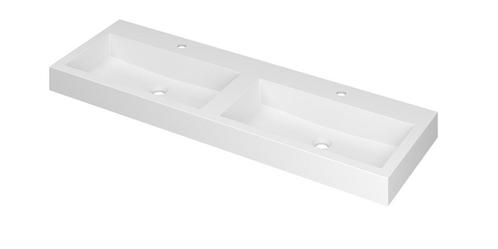 INK Wastafel Momento Polystone dubbel met 2 kraangaten 140, Doe-het-zelf en Verbouw, Sanitair, Overige typen, Nieuw, Ophalen of Verzenden