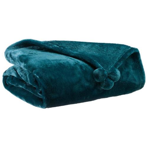 Plaid Tender Peacock pompons 130 x 170, Huis en Inrichting, Woonaccessoires | Plaids en Woondekens, Nieuw, Verzenden