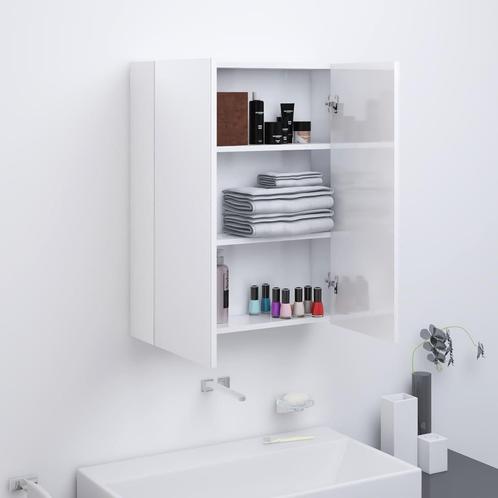 vidaXL Badkamerkast met spiegel 60x15x75 cm MDF glanzend wit, Huis en Inrichting, Tafels | Kaptafels, Nieuw, Verzenden