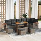 vidaXL 10-delige Tuinbankenset met kussens poly rattan, Verzenden, Nieuw, Rotan