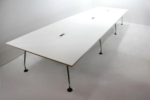 Vergadertafel Gispen - 540x160cm(bxd) - wit - 8-poot chroom, Huis en Inrichting, Tafels | Eettafels, Gebruikt, Ophalen of Verzenden