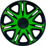 4-Delige J-Tec Wieldoppenset Nascar 15-inch zwart/groen, Nieuw, Verzenden
