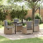 vidaXL 5-delige Tuin Eetset Beige Kunststof Riet, Tuin en Terras, Verzenden, Nieuw, Rotan