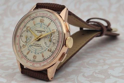 Chronographe Suisse - Cal. Landeron 48 - Zonder Minimumprijs, Sieraden, Tassen en Uiterlijk, Horloges | Heren