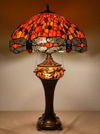 XXL Tiffany stijl tafellamp Studio Orange DRAGONFLY lamp met, Antiek en Kunst