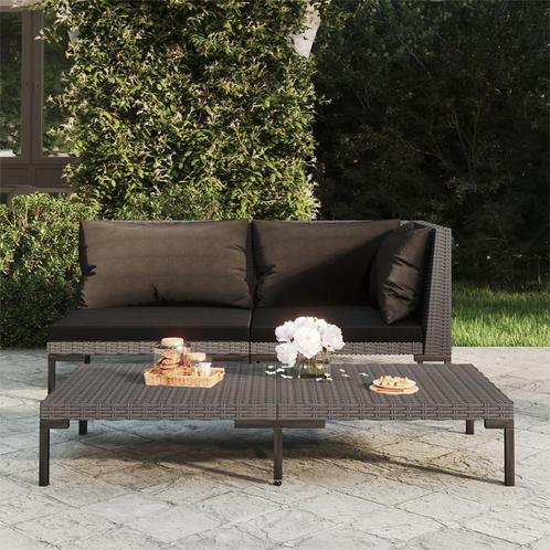 vidaXL Tuinbank met kussens halfrond poly rattan, Tuin en Terras, Tuinsets en Loungesets, Nieuw, Rotan, Verzenden