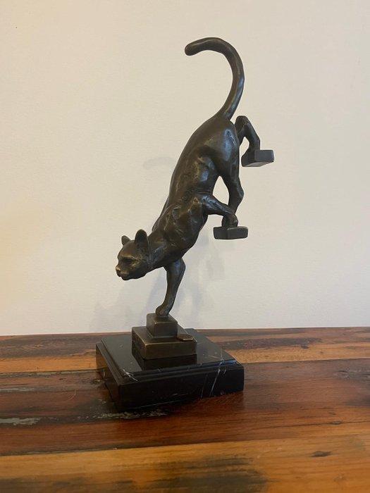 De Coux - sculptuur, Kat van de trap - 30 cm - Brons, Marmer, Antiek en Kunst, Curiosa en Brocante