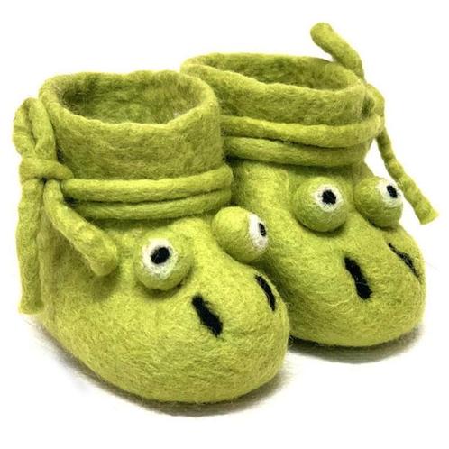 Vilten babyslofjes kikker groen - 9cm NIEUW, Kinderen en Baby's, Babykleding | Schoentjes en Sokjes, Nieuw, Ophalen of Verzenden