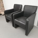 Zwarte lederen fauteuil - verrijdbaar (alleen per set), Ophalen of Verzenden, Nieuw
