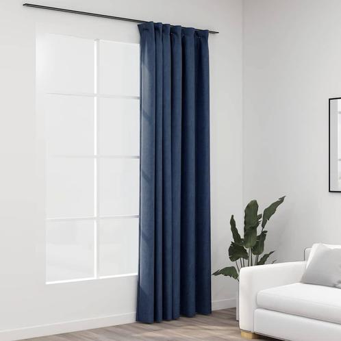 vidaXL Gordijn linnen-look verduisterend met haken 290x245, Huis en Inrichting, Stoffering | Gordijnen en Lamellen, Blauw, Nieuw
