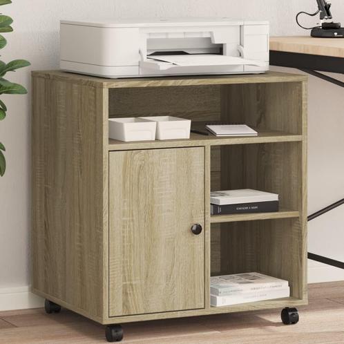 vidaXL Printerkastje met wielen 60x50x67 cm sonoma, Computers en Software, Printers, Nieuw, Verzenden