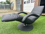 Jori Yoga JR-3390 design relax fauteuil stoel zwart leer, Hout, Zo goed als nieuw