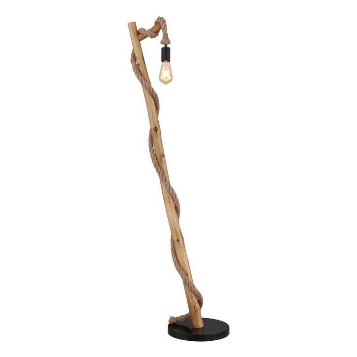 Vloerlamp MARCO Touw 158.0cm Hout E27 1-Lichts, Huis en Inrichting, Lampen | Vloerlampen, Nieuw, Metaal, 150 tot 200 cm, Ophalen of Verzenden