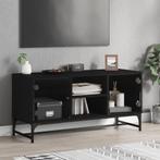 vidaXL Tv-meubel met glazen deuren 102x37x50 cm zwart, Huis en Inrichting, Kasten | Televisiemeubels, 100 tot 150 cm, Verzenden