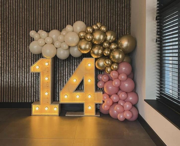 lichtcijfer en Ballon styling verhuur, Hobby en Vrije tijd, Feestartikelen | Verhuur, Geboorte of Huwelijk, Nieuw, Ophalen of Verzenden