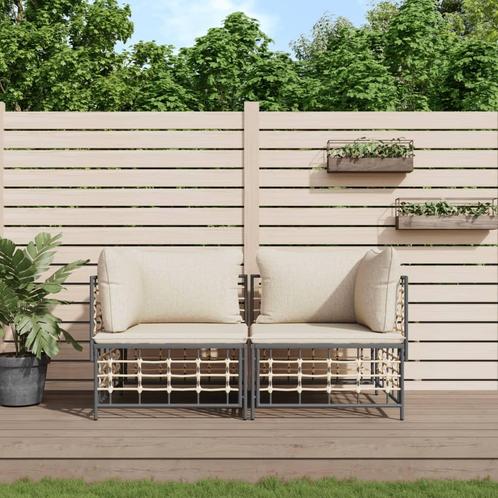 vidaXL Hoekbanken sectioneel met kussens 2 st poly rattan, Tuin en Terras, Tuinsets en Loungesets, Nieuw, Rotan, Verzenden