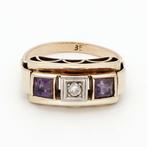 Ring - 14 karaat Geel goud Diamant (Natuurlijk) - Amethist, Nieuw