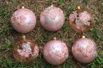 Heliot France: 6 roze kerstballen met geborduurde, Diversen, Kerst, Nieuw