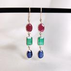 Hangoorbellen - 14 karaat Geel goud - 4.86ct. tw. Robijn -