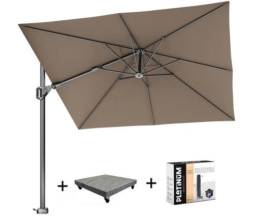Voyager T2 zweefparasol 270x270 cm Havanna met 75 KG voet, Tuin en Terras, Parasols, Nieuw, Ophalen of Verzenden