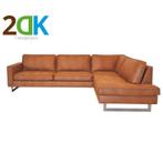 2DK Hoekbank Riverdance rechts Colorado cognac 03, Ophalen of Verzenden, Nieuw, Rechte bank, Leer