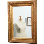 Vergulde ornamentlijst rechthoekig met facet geslepen spiege, Antiek en Kunst, Antiek | Spiegels, Ophalen of Verzenden