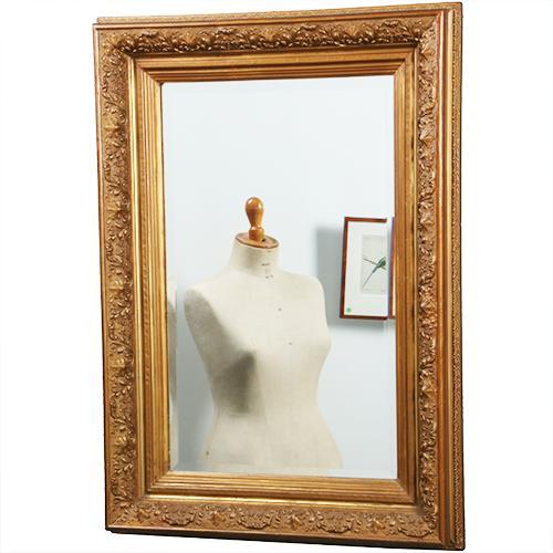 Vergulde ornamentlijst rechthoekig met facet geslepen spiege, Antiek en Kunst, Antiek | Spiegels, Ophalen of Verzenden