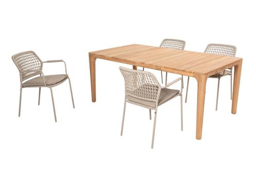 Taste Barista/Liam tuinset 180x100cm. (5-delig) - Latte/Teak, Tuin en Terras, Tuinsets en Loungesets, Tuinset, Nieuw, Hout, Verzenden