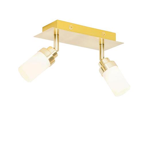 Moderne badkamer spot messing 2-lichts IP44 - Japie, Huis en Inrichting, Lampen | Spots, Nieuw, Overige materialen