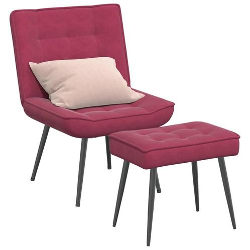 vidaXL Relaxstoel met voetenbank fluweel wijnrood, Huis en Inrichting, Stoelen, Rood, Nieuw, Verzenden