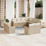 vidaXL 11-delige Tuinset met kussens poly rattan beige, Verzenden, Nieuw, Rotan, Tuinset