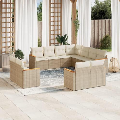 vidaXL 11-delige Tuinset met kussens poly rattan beige, Tuin en Terras, Tuinsets en Loungesets, Tuinset, Nieuw, Rotan, Verzenden