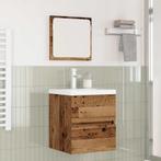 vidaXL Badkamermeubelset 3 pcs Oude hout en Wit Medium, Huis en Inrichting, Verzenden, Nieuw