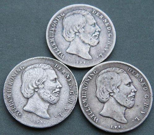 Nederland. Willem III. 1/2 Gulden 1857-1858-1859 (3 stuks), Postzegels en Munten, Munten | Nederland