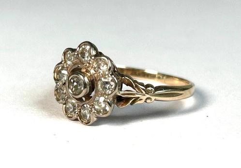 Ring - 18 karaat Geel goud, Platina Diamant (Natuurlijk) -, Sieraden, Tassen en Uiterlijk, Ringen