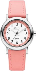 Garonne kinderhorloge 27 mm metaal-leder zilverkleurig-roze, Verzenden, Nieuw