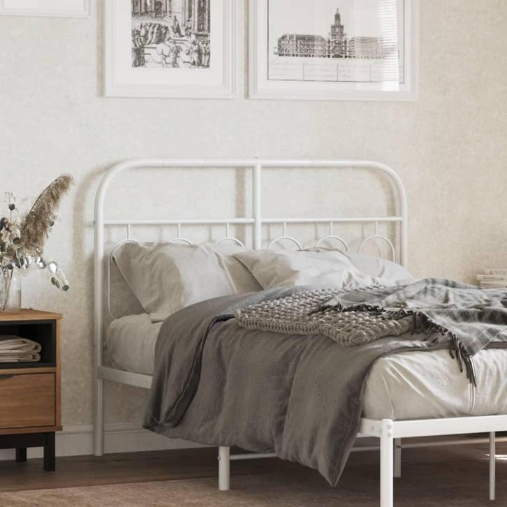 vidaXL Hoofdbord 120 cm metaal wit, Huis en Inrichting, Slaapkamer | Bedden, Wit, Nieuw, Metaal, Verzenden
