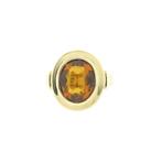 Vintage gouden solitair ring met citrien, Gebruikt, Overige kleuren, Ophalen of Verzenden, 17 tot 18